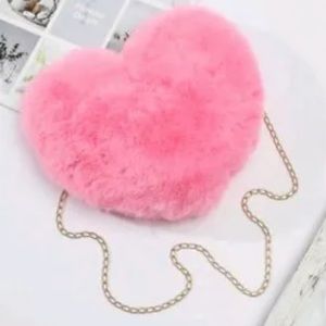 pink pastel fur heart purse shoulder bag vtg y2k Paris Hilton luxury